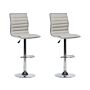 Set Of 2 Bar Chairs Beige Fabric Seat Silver Frame Counter Height Swivel Adjustable Height