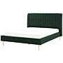 Eu Super King Size Panel Bed 6ft Green Velvet Slatted Base High Headrest