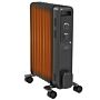 Homcom 2000w Oil Filled Radiator, 9 Fin, Portable Electric Heater With 3 Heat Settings, Safety Cut-off And Wheels, Grey