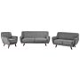 Living Room Set Grey Velvet 3 Seater 2 Seater Armchair Button Tufted Back