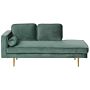 Chaise Lounge Mint Green Velvet Upholstered Left Hand Orientation Metal Legs Bolster Pillow