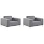 Set Of 2 Garden Armchairs Grey Fabric Upholstery White Aluminium Legs Furniture Weather Resistant Outdoor