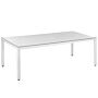 Garden Dining Table White Faux Rattan Tempered Glass Top 220 X 100 Cm 8 Seater Rectangular