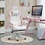 Vinsetto Racing Gaming Chair, Reclining Pu Leather Computer Chair With 360 Degree Swivel Seat, Footrest, Removable Headrest White And Pink