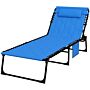 Outsunny Foldable Sun Lounger With 5-level Reclining Back, Outdoor Tanning Chair With Padded Seat, Outdoor Sun Lounger With Side Pocket