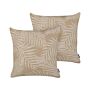 Set Of 2 Scatter Cushions Beige Jute 45 X 45 Cm Natural