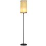 Homcom Floor Lamp, Modern Standing Lamp With Linen Shade, Tall Lamps For Living Room, Bedroom, With Foot Switch, Bulb Not Included, Black