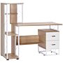 Homcom Computer Writing Desk Pc Workstation W/2 Drawers Multi-shelves Home Office Furniture