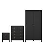 Barcelona 3 Piece Bundle, Bedside, Chest And 2 Door Wardrobe In Matt Black