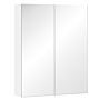 Homcom Bathroom Mirror Cabinet Wood Storage Shelf Wall Mount Double Door Cupboard Adjustable 60wx15dx75h - White