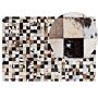 Rug Brown Beige Leather 140 X 200 Cm Modern Patchwork Cowhide Handcrafted