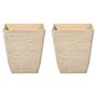 Set Of 2 Plant Pots Beige Stone Polyresin 39 X 39 X 43 Cm Square