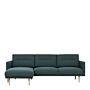 Larvik Chaiselongue Sofa (lh) - Dark Green, Oak Legs