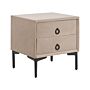 Bedside Table Taupe Velvet Black Metal Legs With 2 Storage Drawers Nightstand Beliani