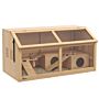 Pawhut Hamster Cage, Wooden Small Animal Cage For Gerbils, Mice W/ Suspension Bridge, Openable Top, Hut, 85 X 45 X 44cm Nature