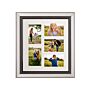 Multi Photo Frame Silver Glass Plastic 49 X 44 Cm Mirrored For 5 Pictures 14x9 Cm Collage Aperture