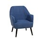 Armchair Navy Blue Club Chair Retro Style Wooden Legs