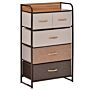 Homcom 5-drawer Dresser Tower 3-tier Storage Organizer With Steel Frame Wooden Top For Bedroom Hallway Closets