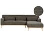 Corner Sofa Dark Green Corduroy Rubberwood Base 3 Seater Left Hand Retro Couch Settee Jumbo Cord