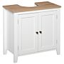 Kleankin Bathroom Sink Cabinet, With 2 Doors Pedestal Under Sink Design, Space Saver Organizer Freestanding With Internal Adjustable Shelf, White