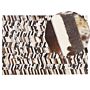 Area Rug Brown And White Cowhide Leather 140 X 200 Cm Herringbone Pattern Patchwork