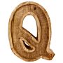 Hand Carved Wooden Embossed Letter Q