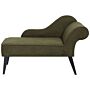 Chaise Lounge Green Polyester Fabric Upholstery Black Wood Legs Right Hand