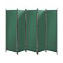 Room Divider Green Polyester Black Steel Frame 5 Panels Decorative Screen Partition