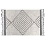 Area Rug White And Black Cotton 140 X 200 Cm Rectangular With Tassels Geometric Pattern Handwoven