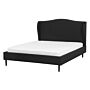 Bed Frame Black Fabric Upholstery Dark Wood Legs Eu Double Size 4ft6