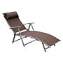 Outsunny Patio Sun Lounger Garden Texteline Foldable Reclining Chair W/ Pillow Outdoor Adjustable Recliner (brown)