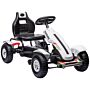 Homcom Pedal Go Kart For Children, Kids Ride On Racer With Adjustable Seat, Inflatable Rubber Tyres, Handbrake, For Ages 5-12 Years - White