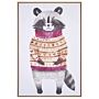 Canvas Art Print Grey Mdf Frame 93 X 63 Cm Modern Motif Racoon Animal For Kids