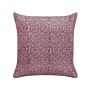 Decorative Cushion Pink Velvet And Cotton 45 X 45 Cm Floral Pattern Block Printed