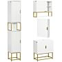 Kleankin 4 Piece Bathroom Furniture Set, Freestanding Tall Bathroom Cabinet, Under Sink Storage Cabinet, 2 Wall Mounted Cabinets, White