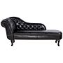 Chaise Lounge Black Left Hand Faux Leather Buttoned