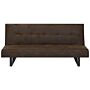 Sofa Bed Brown Faux Leather Convertible 3 Seater Armless