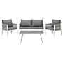 4 Piece Garden Sofa Set White Aluminium Grey Cushions 4 Seater Table Sofa 2 Chairs