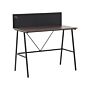 Home Office Desk Dark Wood Top 100 X 50 Cm With Black Powder Coated Metal Frame