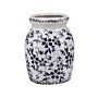 Flower Vase White With Navy Blue Stoneware Waterproof Crackle Effect Weathered Floral Pattern