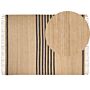 Area Rug Beige Jute 300 X 400 Cm Braided Handmade Striped Pattern Natural Boho Style Textile