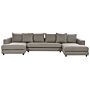 Corner Sofa Taupe Polyester Upholstery Modern U-shaped 5 Seater With Ottomans Extra Throw Pillows Cushioned Backrest