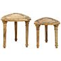 Nest Of 2 Side Tables Natural With Carved Top Triangular Frame