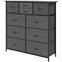 Homcom Bedroom Chest Of Drawers, 10 Drawer Dresser With Foldable Fabric Drawers And Steel Frame, Black