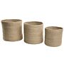 Set Of 3 Jute Storage Baskets Laundry Bins Sand Beige Natural