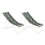 Set Of 2 Sun Lounger Replacement Fabrics Pelican Pattern Polyester Sling Hammock