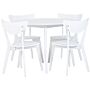 Dining Set White Mdf Round Table And 4 Chairs Set For Dining Kitchen Wooden Legs