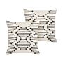 Set Of 2 Decorative Cushions Beige Cotton 45 X 45 Cm Boho Design Geometric Pattern