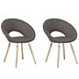 Set Of 2 Dining Chairs Taupe Fabric Upholstery Light Wood Legs Modern Eclectic Style