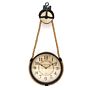 Industrial Hanging Rope Round Black Metal Clock